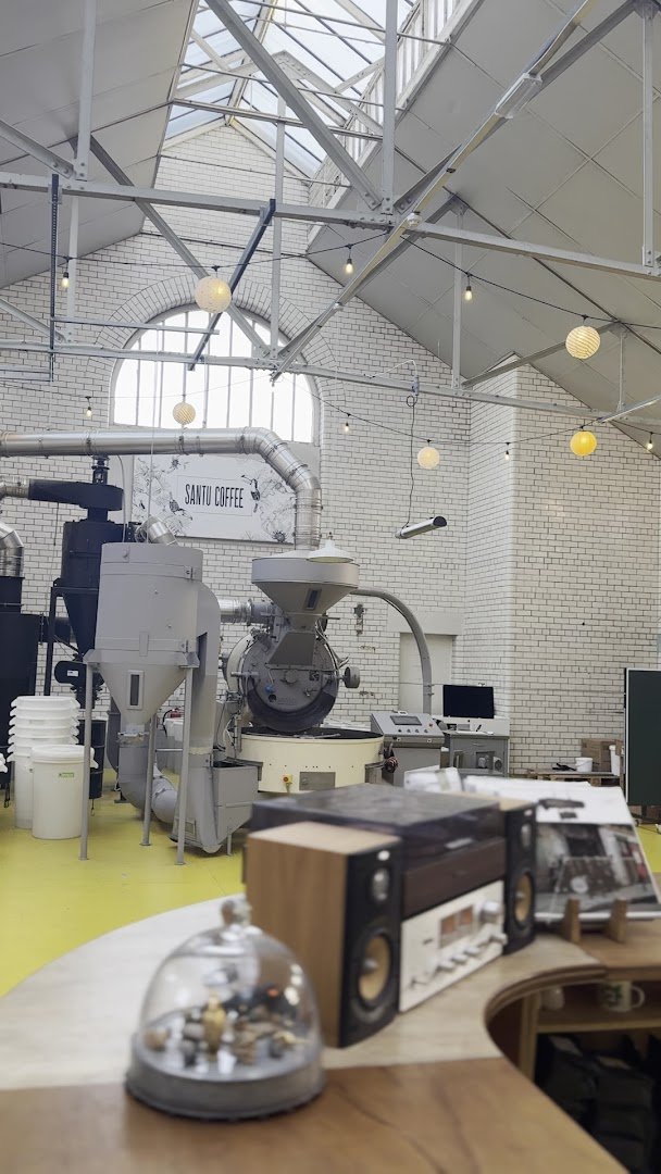 Interior of Santu Coffee Roastery, specialty coffee shop in Edinburgh