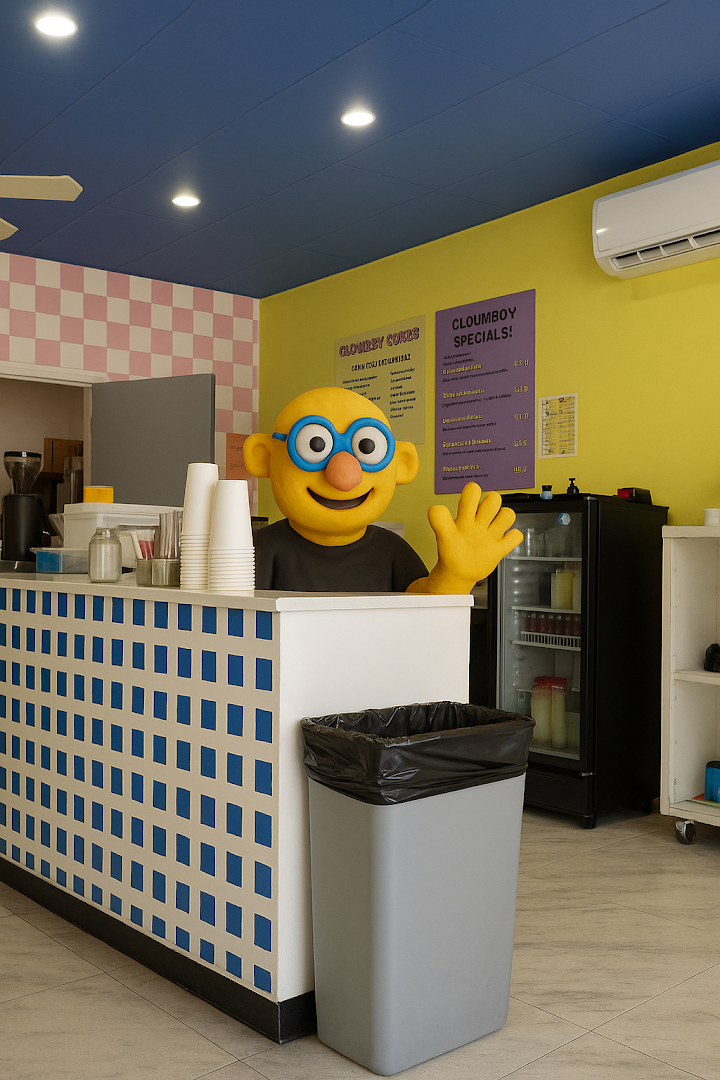 Interior of Clownboy Coffee, specialty coffee shop in Rochester