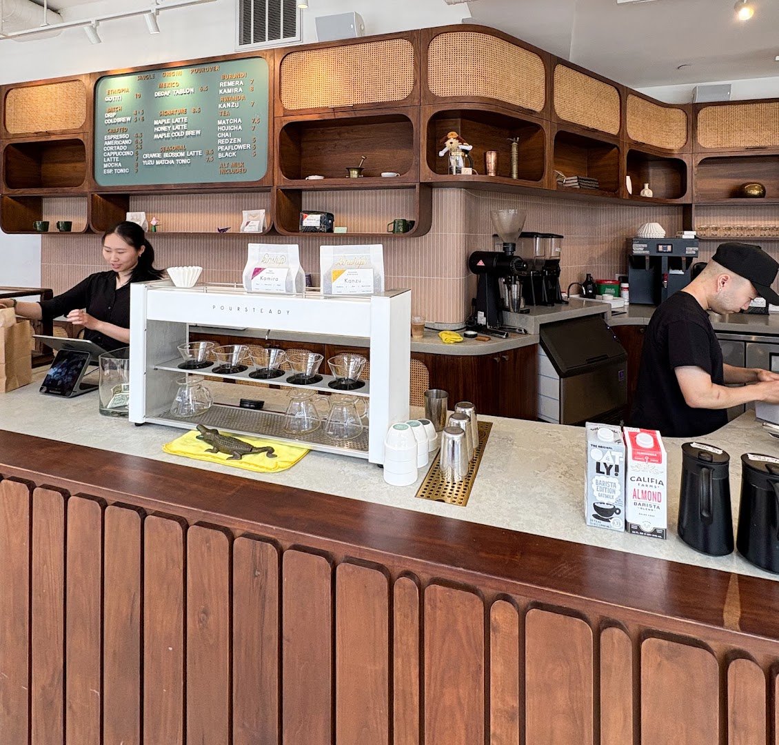 Interior of Kinship, specialty coffee shop in New York