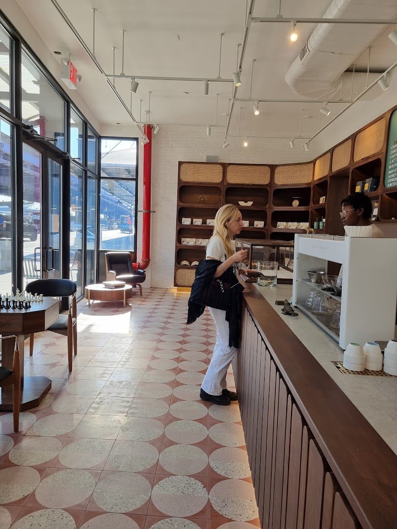 Interior of Kinship, specialty coffee shop in New York