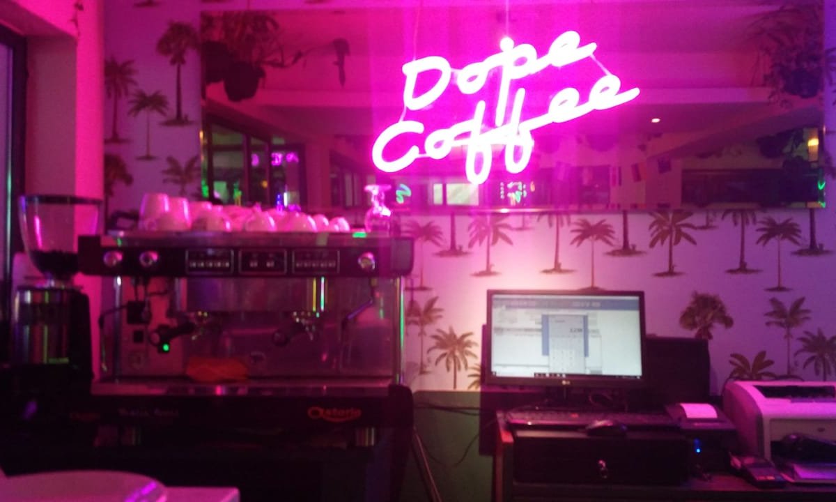 Interior of Dope Coffee Roasters, specialty coffee shop in Mumbai