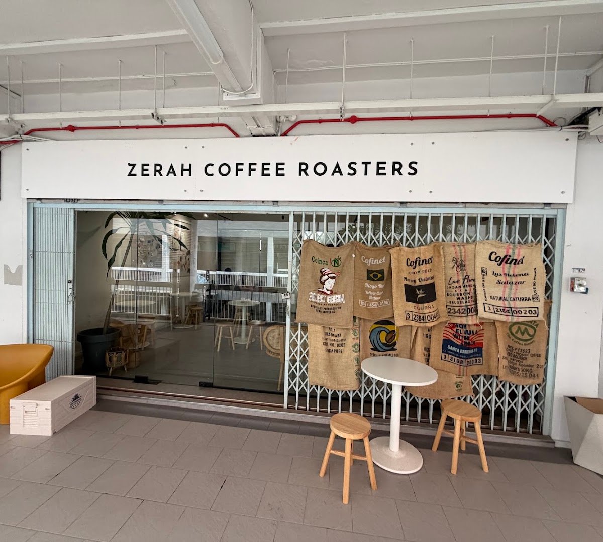 Storefront of Zerah Coffee Roasters, specialty coffee shop in Singapore