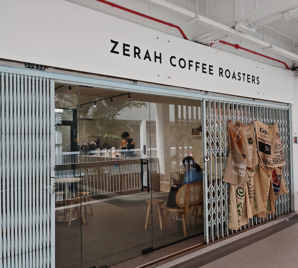 Storefront of Zerah Coffee Roasters, specialty coffee shop in Singapore