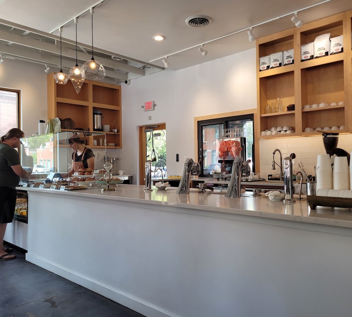 Interior of Fiddlehead Fern Cafe, specialty coffee shop in St. Louis
