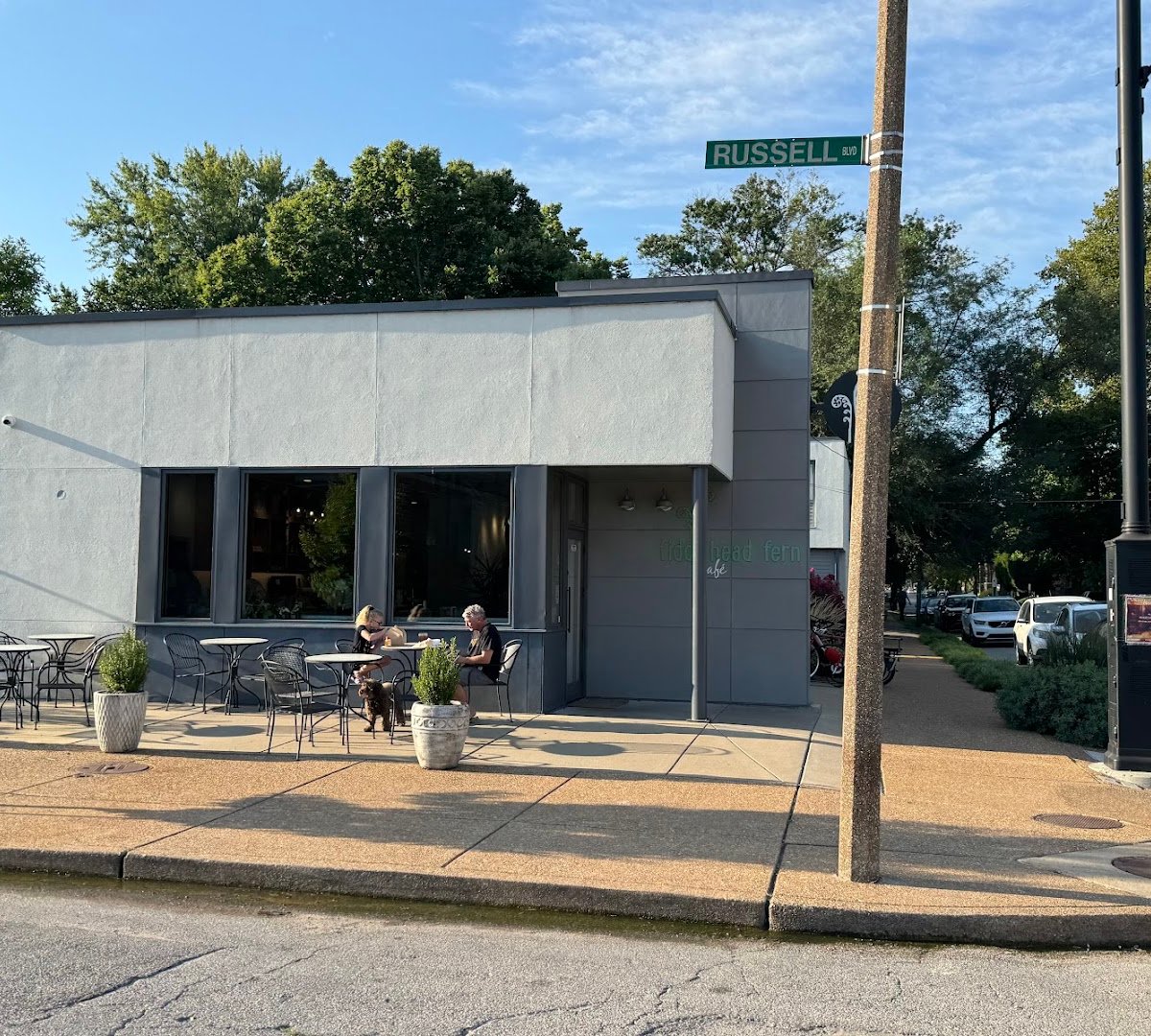 Storefront of Fiddlehead Fern Cafe, specialty coffee shop in St. Louis