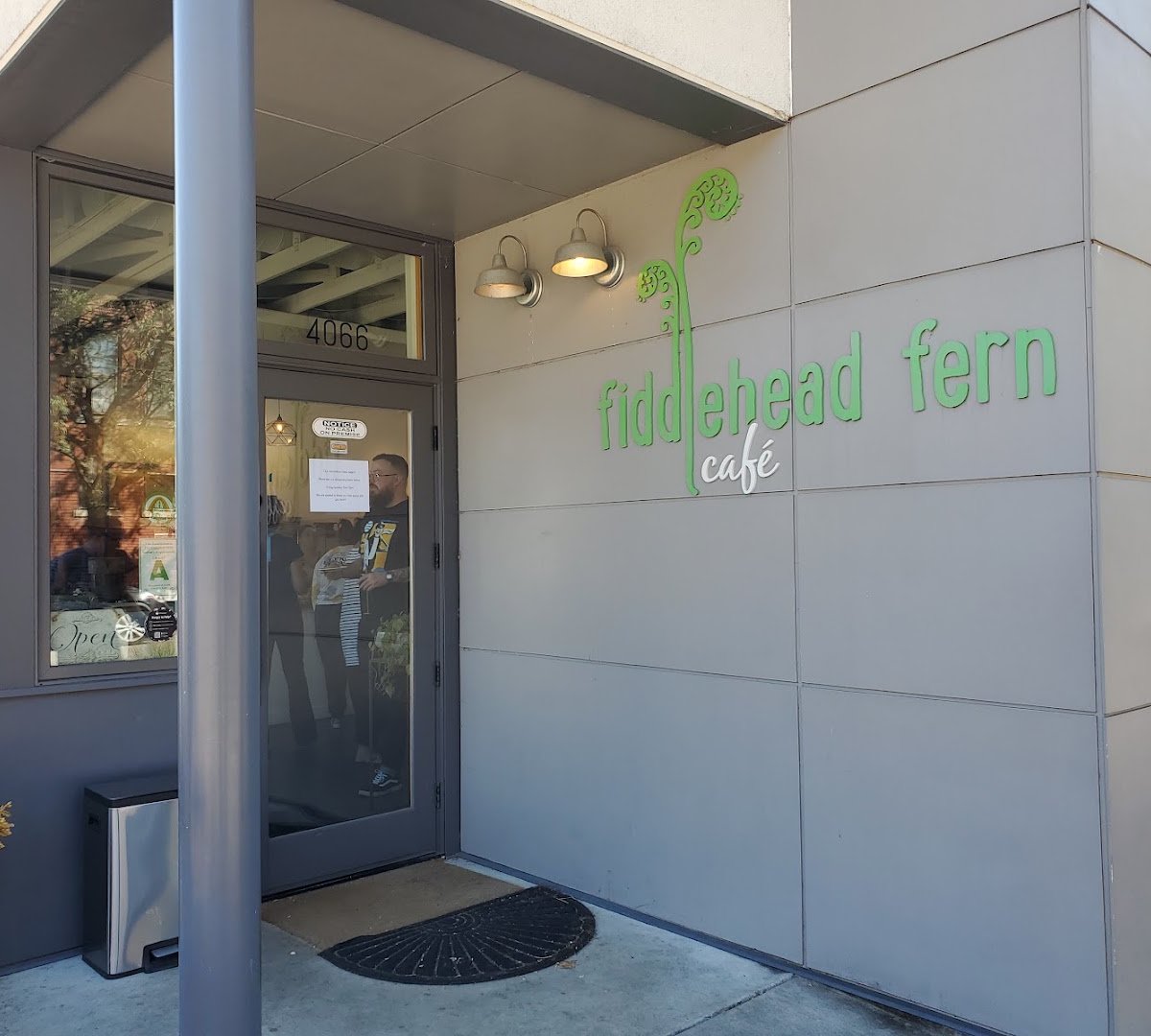 Storefront of Fiddlehead Fern Cafe, specialty coffee shop in St. Louis