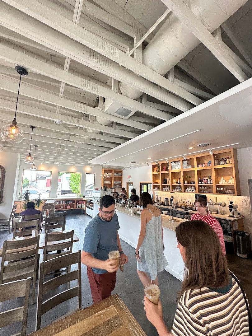 Interior of Fiddlehead Fern Cafe, specialty coffee shop in St. Louis