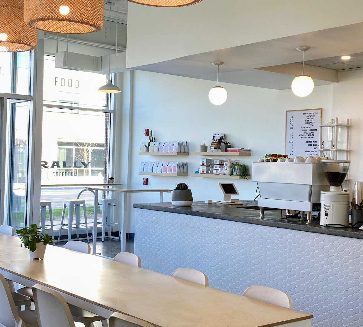 Interior of Rally Coffee Co., specialty coffee shop in Omaha