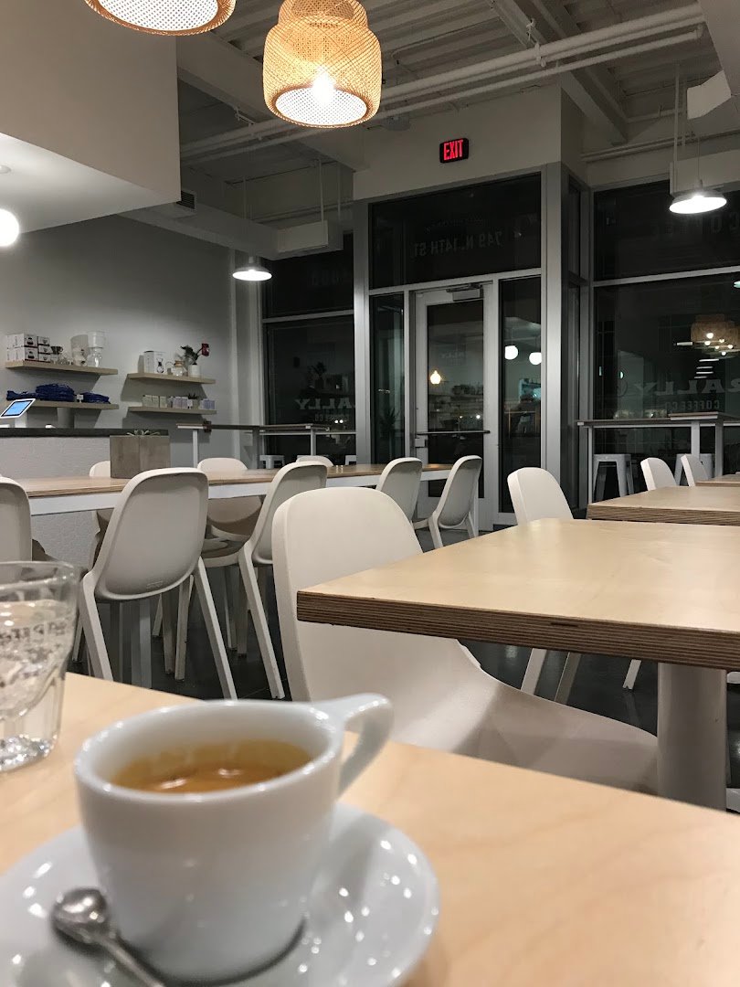 Interior of Rally Coffee Co., specialty coffee shop in Omaha