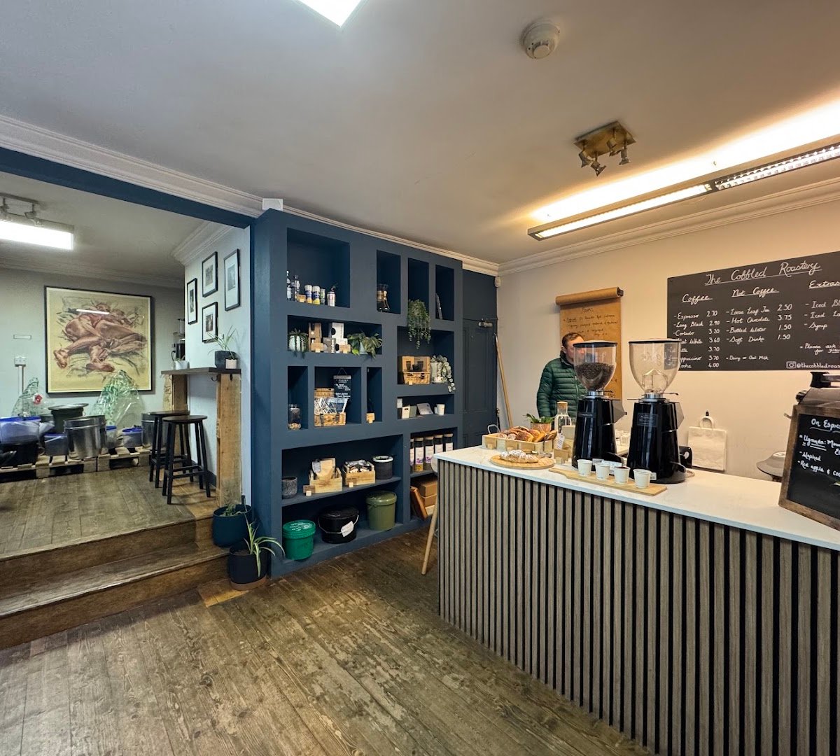 Interior of The Cobbled Roastery, specialty coffee shop in Edinburgh