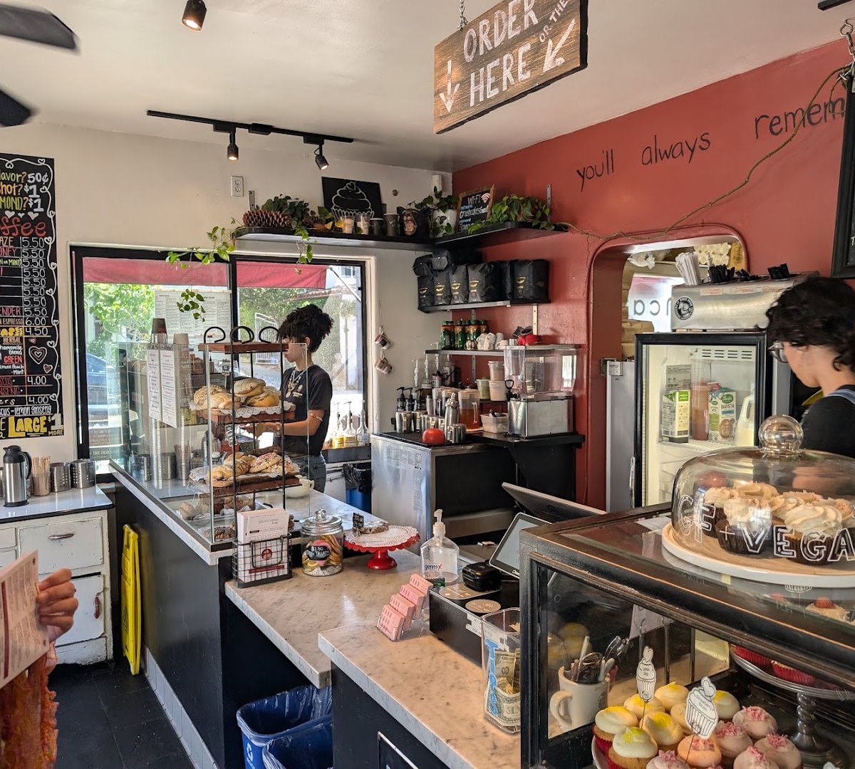 Interior of Crushcakes & Cafe, specialty coffee shop in Santa Barbara