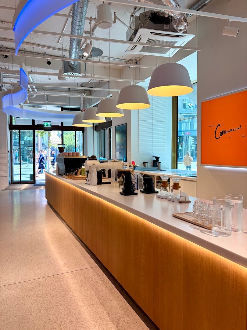 Interior of The Commercial Project Bahnhofstr., specialty coffee shop in Zurich