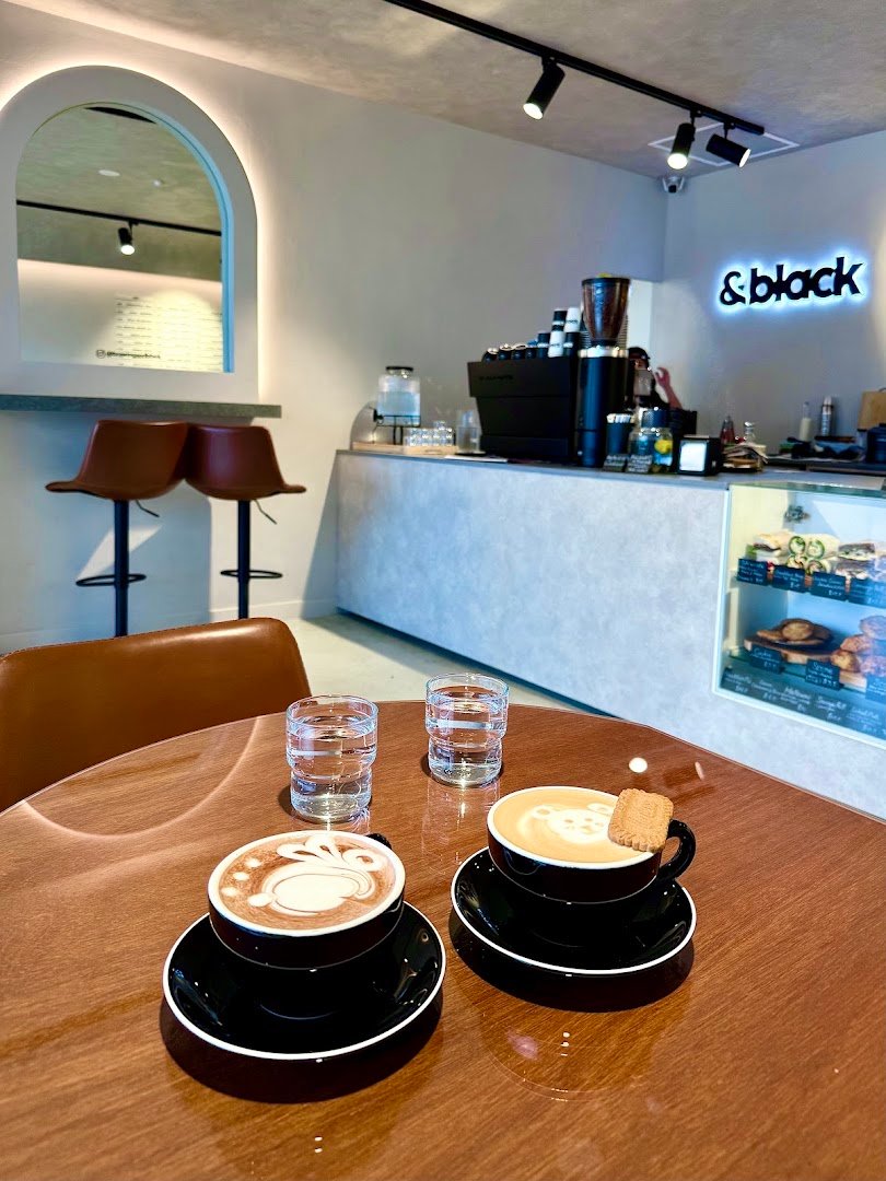 Coffee at &black, specialty coffee shop in Auckland