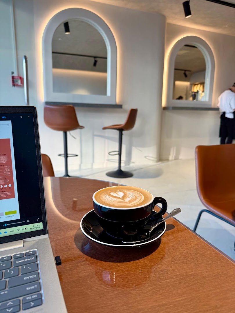 Interior of &black, specialty coffee shop in Auckland
