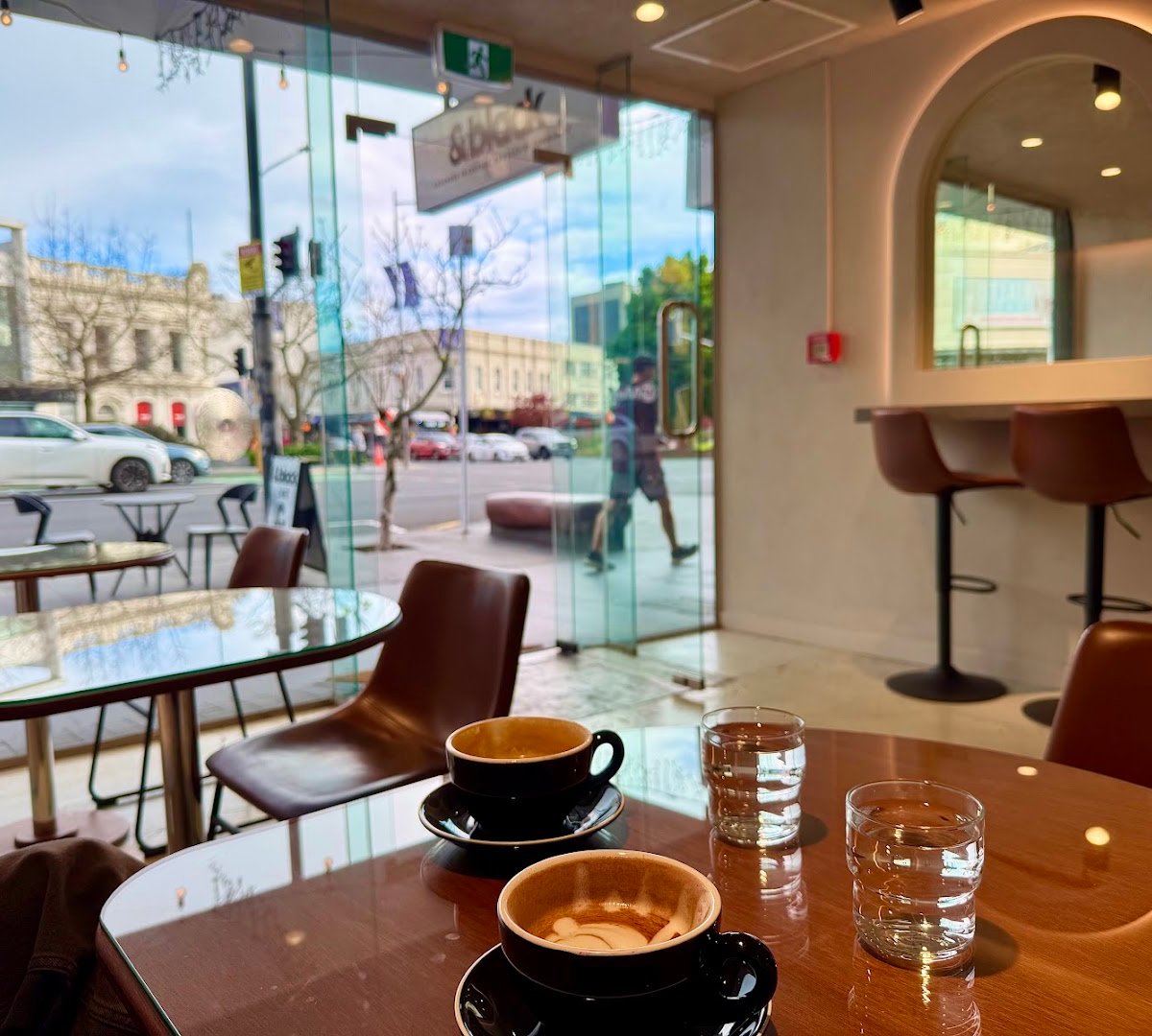 Interior of &black, specialty coffee shop in Auckland