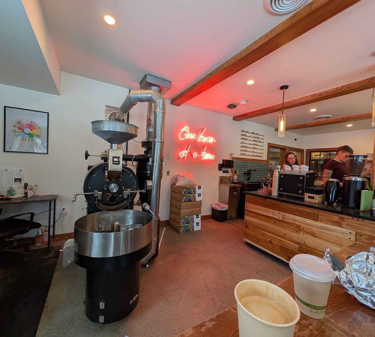 Interior of Movement Coffee Roasters, specialty coffee shop in Stowe