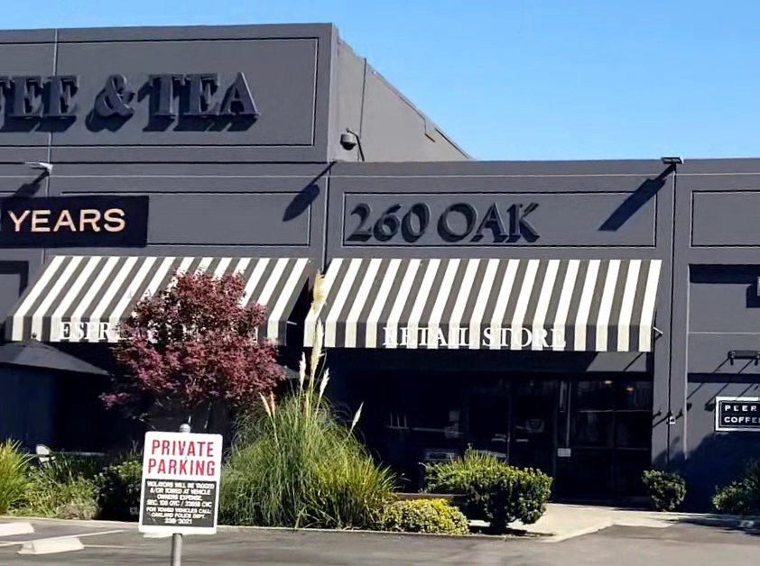 Storefront of Peerless Coffee & Tea, specialty coffee shop in Oakland