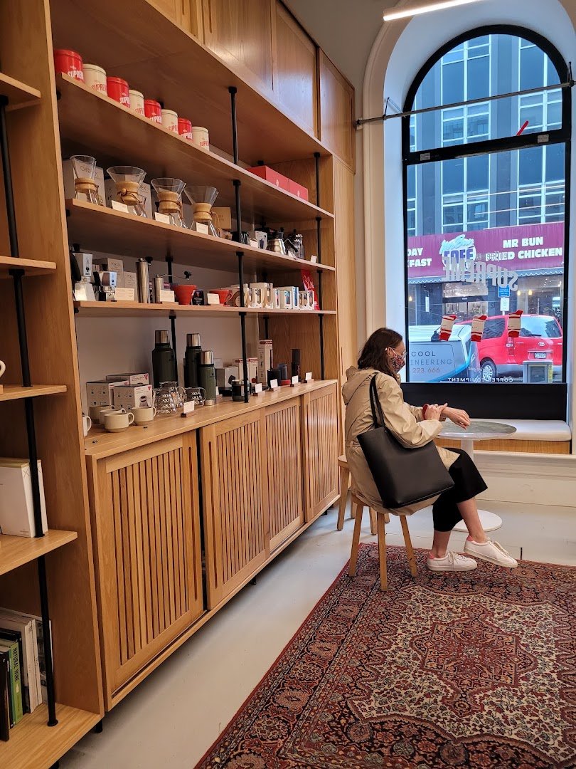 Interior of Coffee Supreme, specialty coffee shop in Wellington