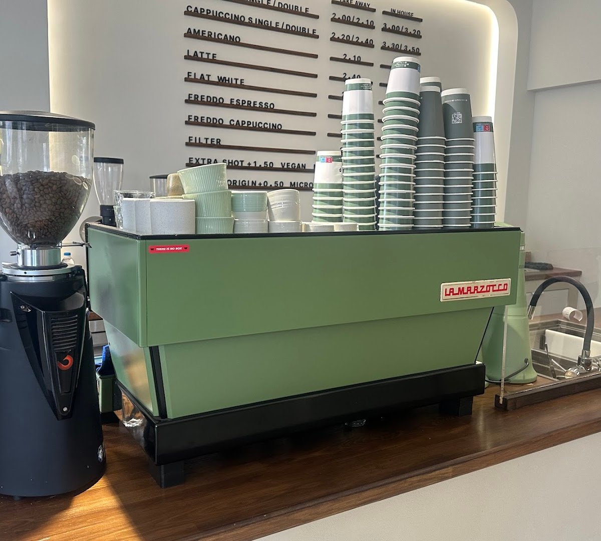 Interior of No Cap coffee & eatery, specialty coffee shop in Athens