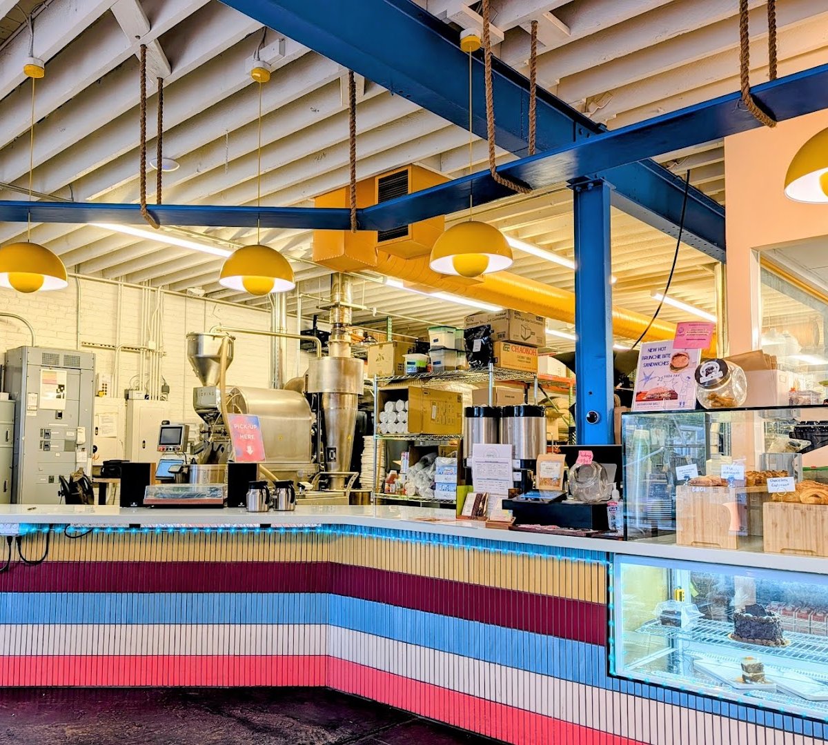 Interior of Voyager Craft Coffee HQ, specialty coffee shop in San Jose