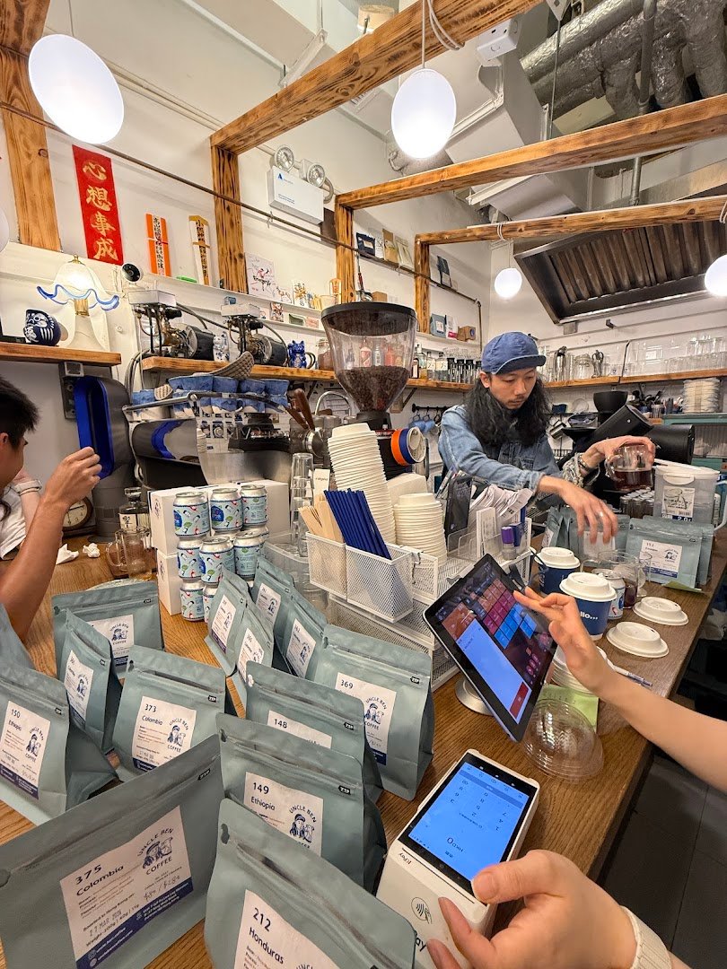 Interior of Uncle Ben Coffee, specialty coffee shop in Hong Kong