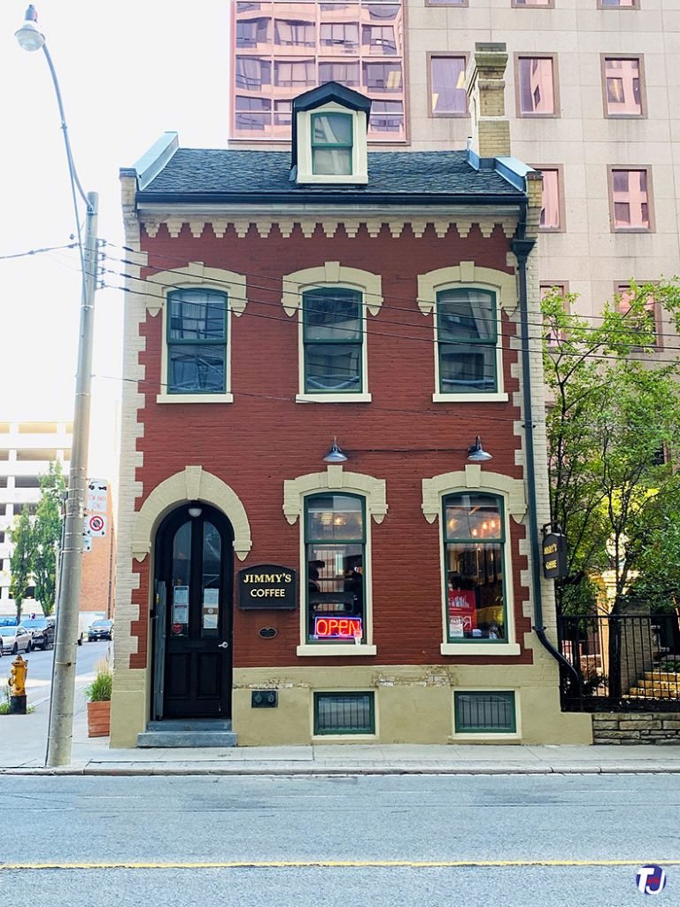 Storefront of Jimmy's Coffee, specialty coffee shop in Toronto