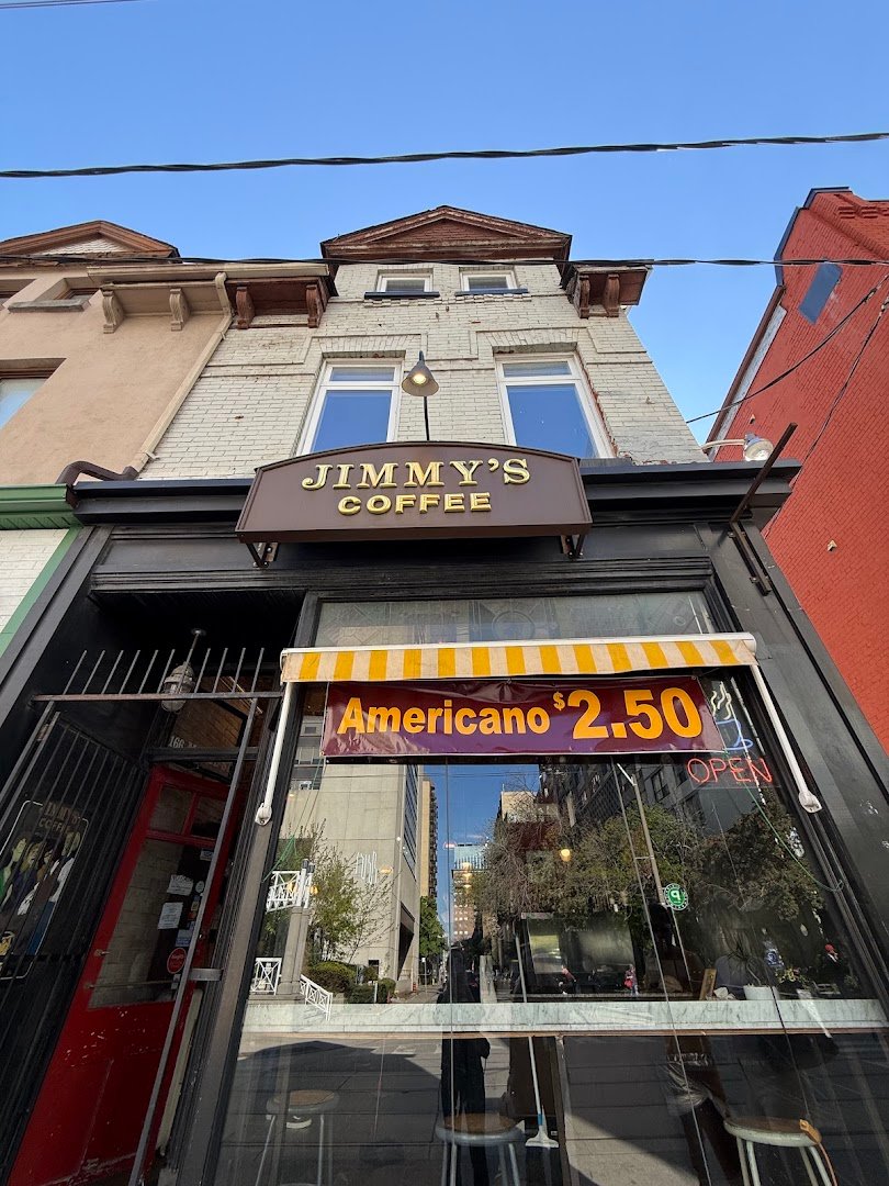 Storefront of Jimmy's Coffee, specialty coffee shop in Toronto