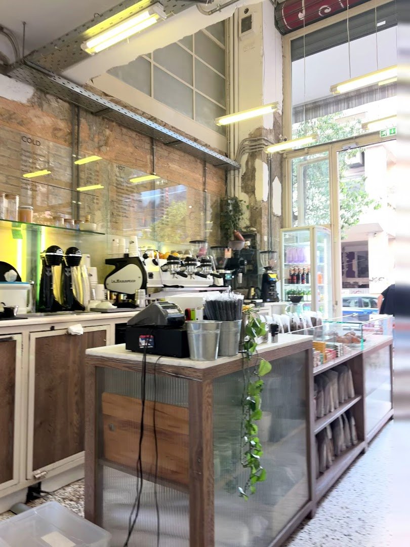 Interior of MOTIV, specialty coffee shop in Athens