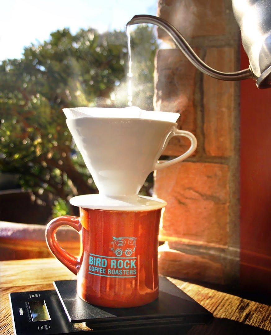 Coffee at Bird Rock Coffee Roasters, specialty coffee shop in San Diego
