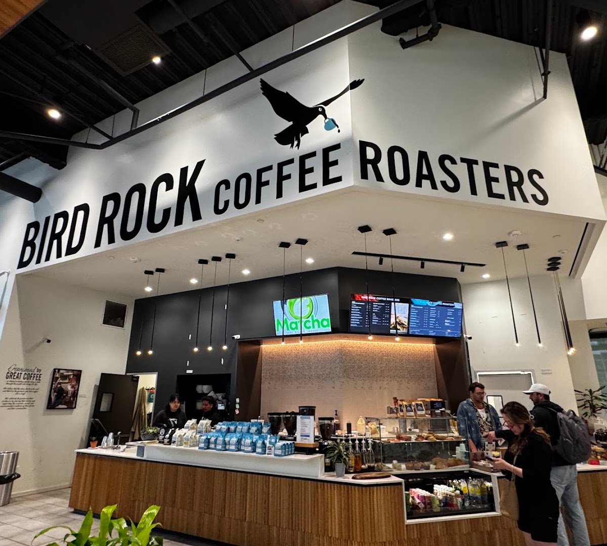 Interior of Bird Rock Coffee Roasters, specialty coffee shop in San Diego