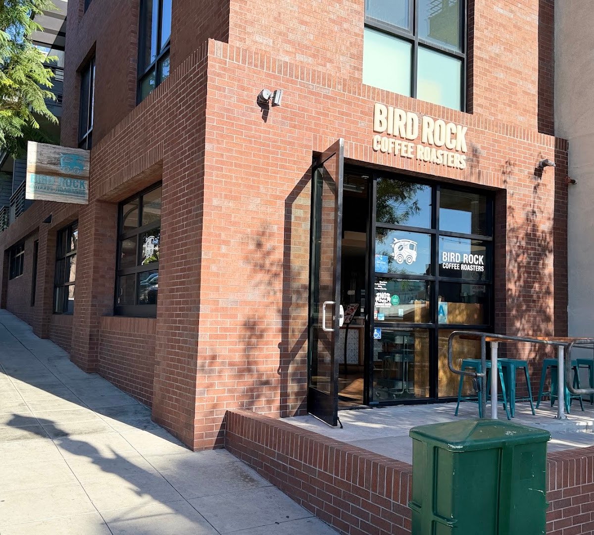 Storefront of Bird Rock Coffee Roasters, specialty coffee shop in San Diego