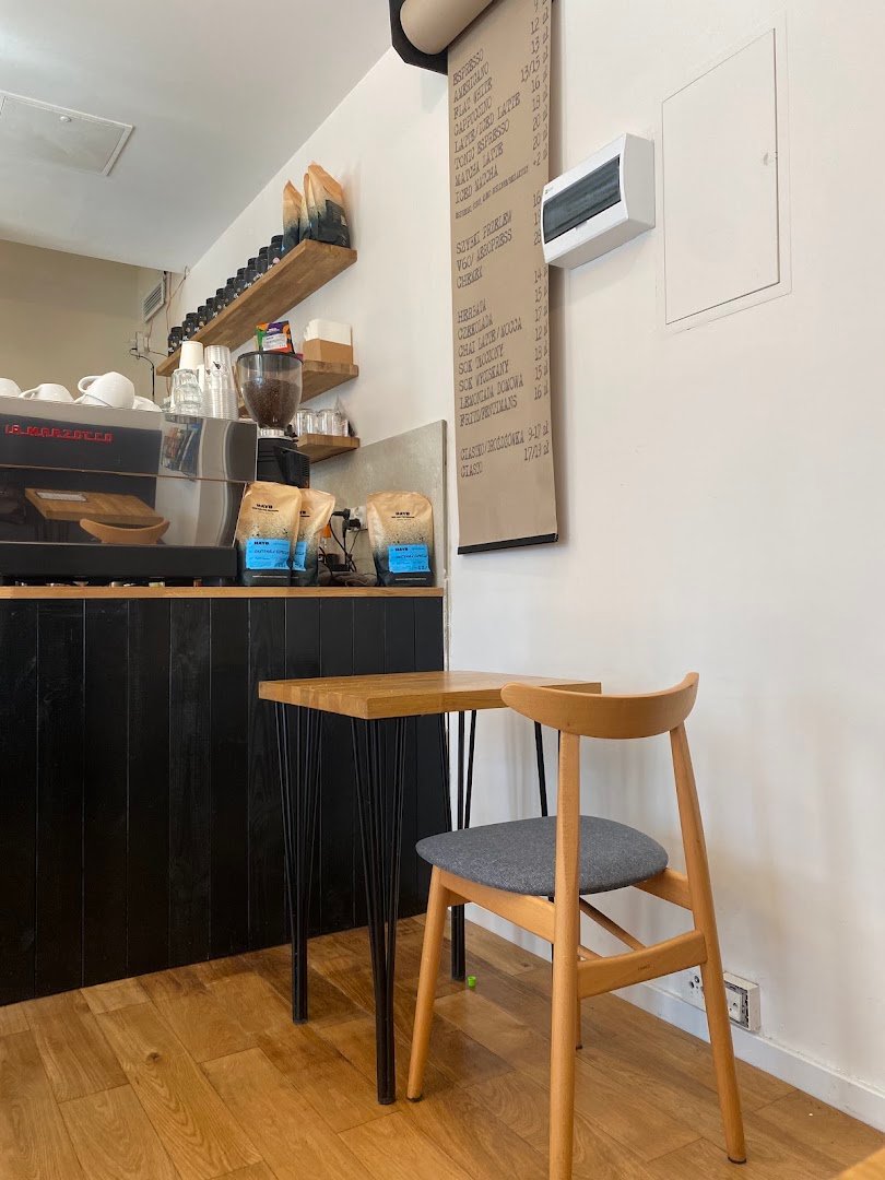 Interior of CzyKawka Kawiarnia, specialty coffee shop in Warsaw