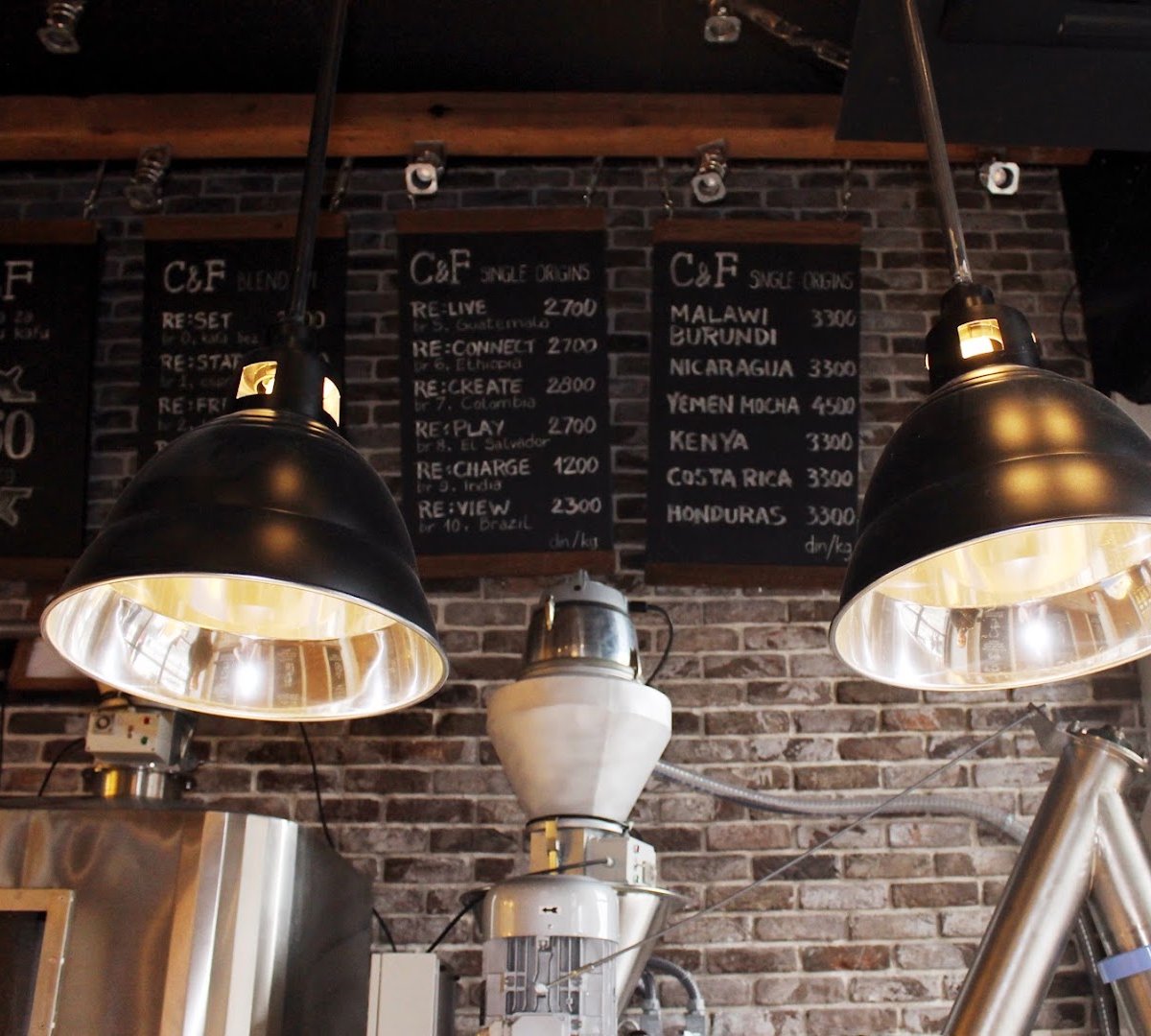Interior of Cafe&Factory 9, specialty coffee shop in Belgrade