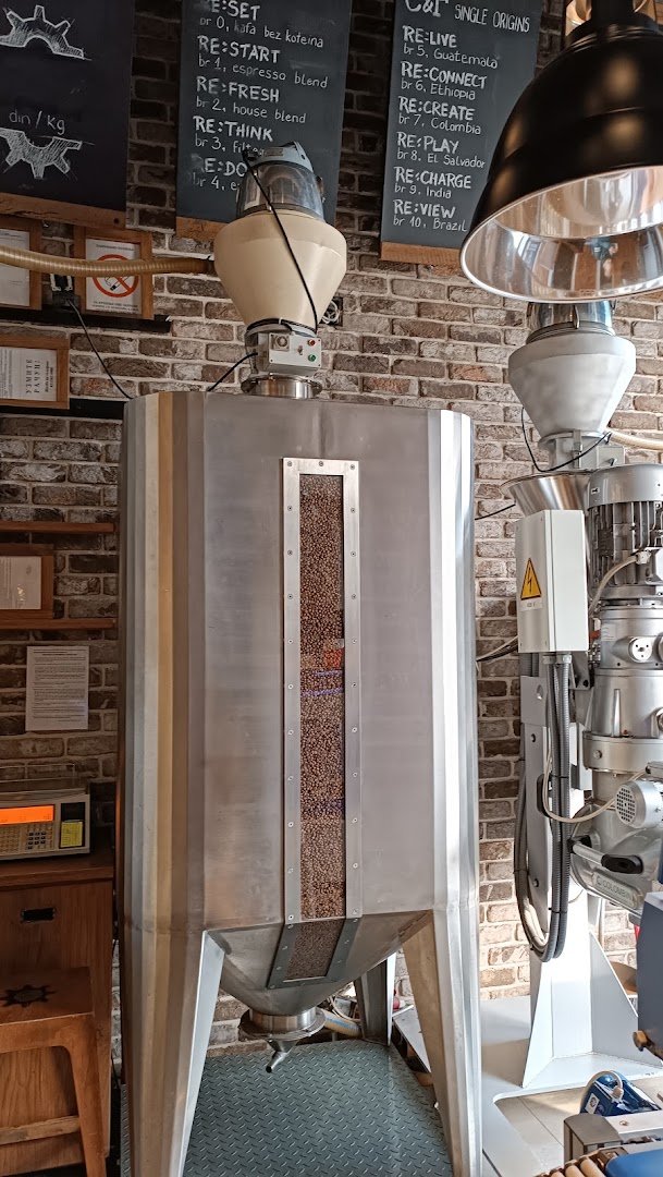 Interior of Cafe&Factory 9, specialty coffee shop in Belgrade