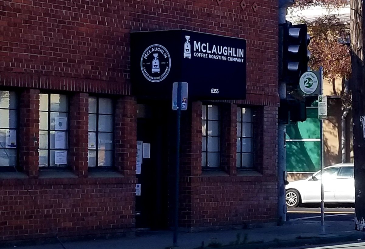 Storefront of McLaughlin Coffee Company, specialty coffee shop in Oakland