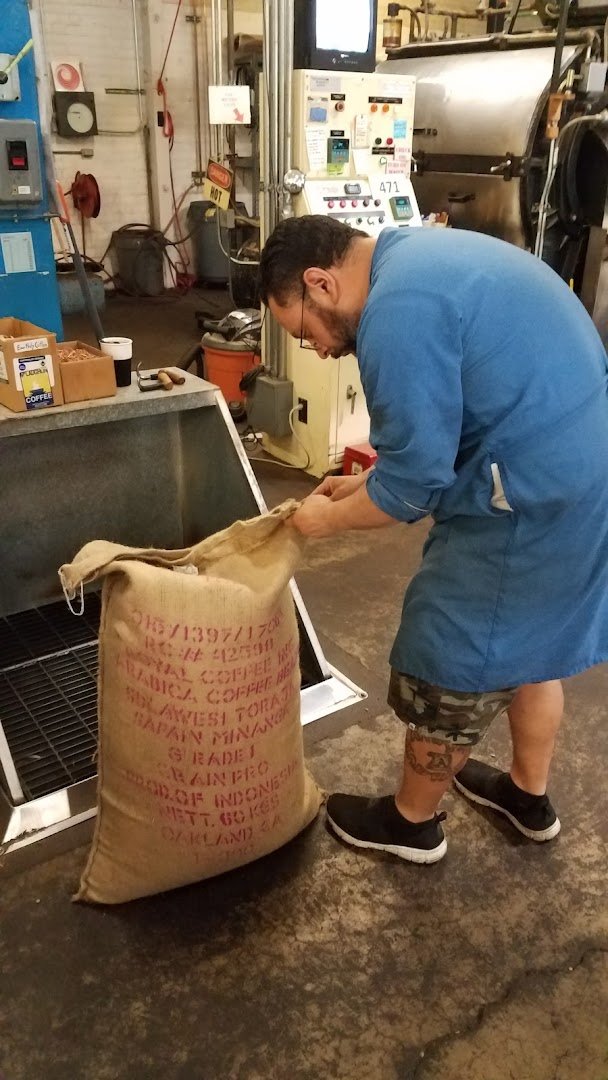 Interior of McLaughlin Coffee Company, specialty coffee shop in Oakland