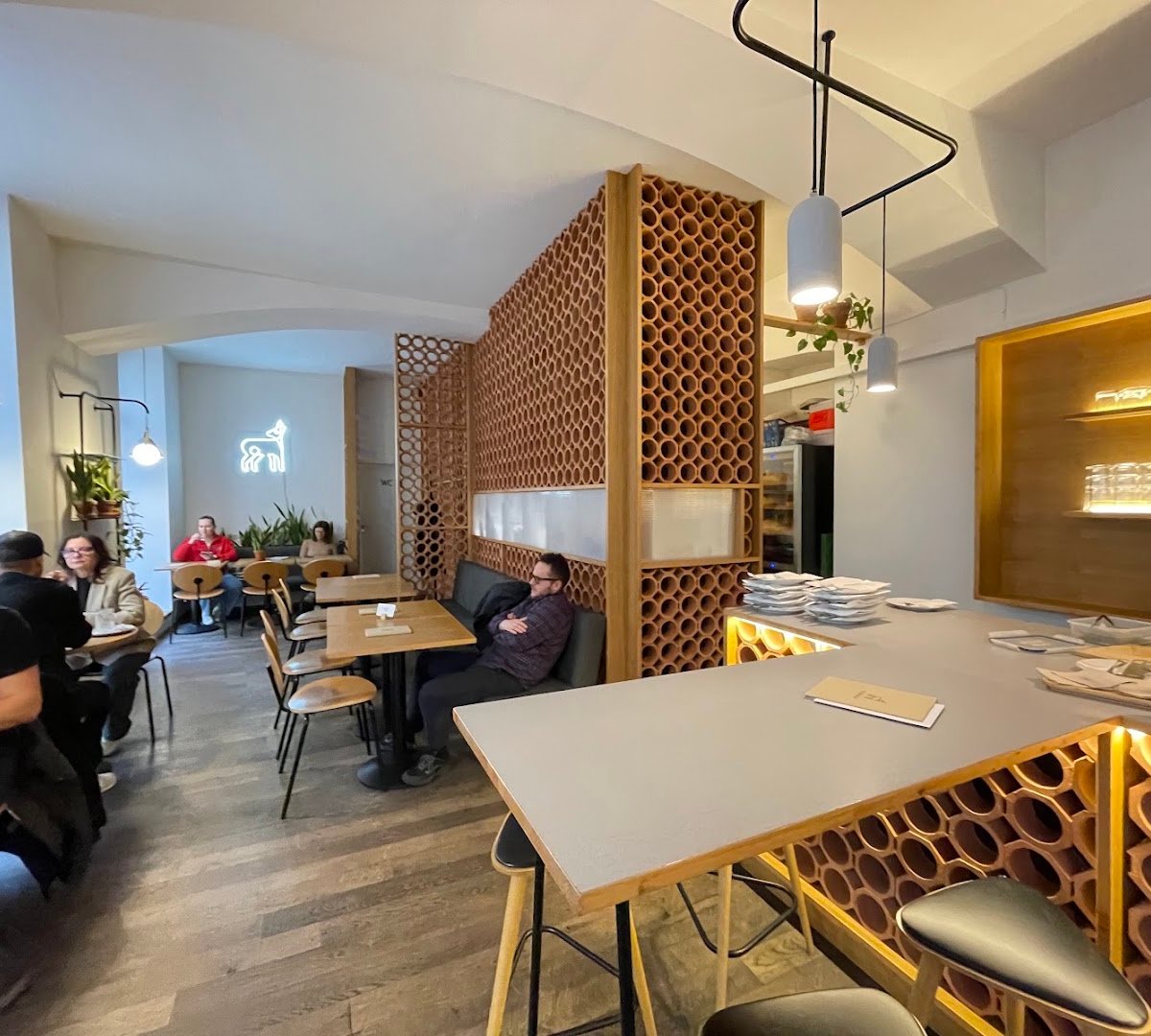 Interior of TYPIKA Nusle, specialty coffee shop in Prague