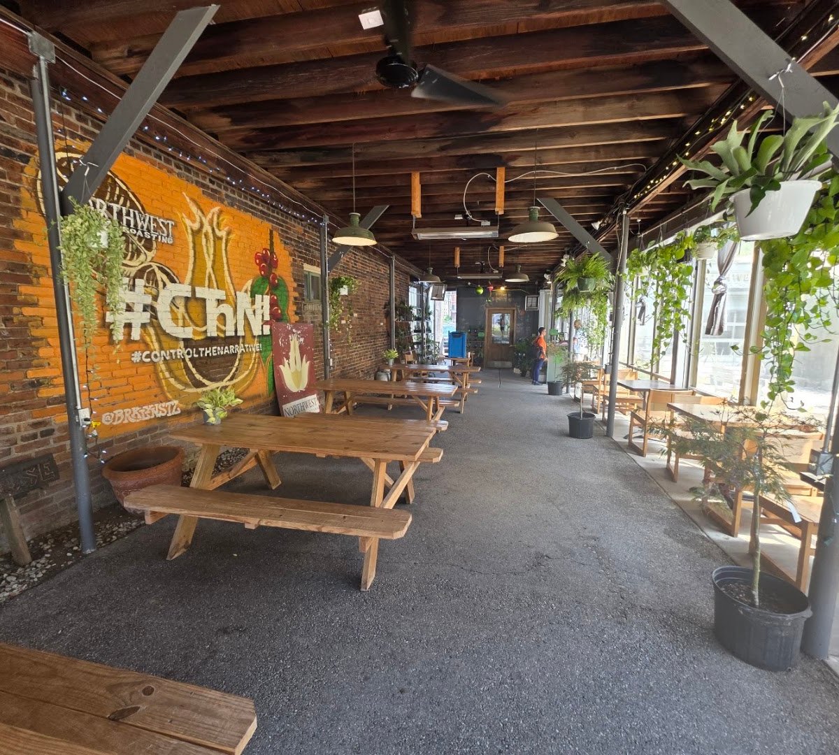 Interior of Northwest Coffee Roasting, specialty coffee shop in St. Louis