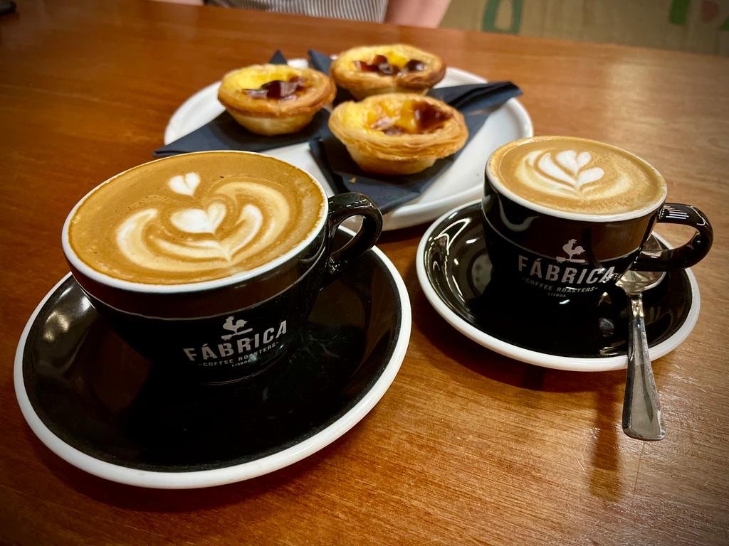 Coffee at Fábrica Coffee Roasters, specialty coffee shop in Lisbon