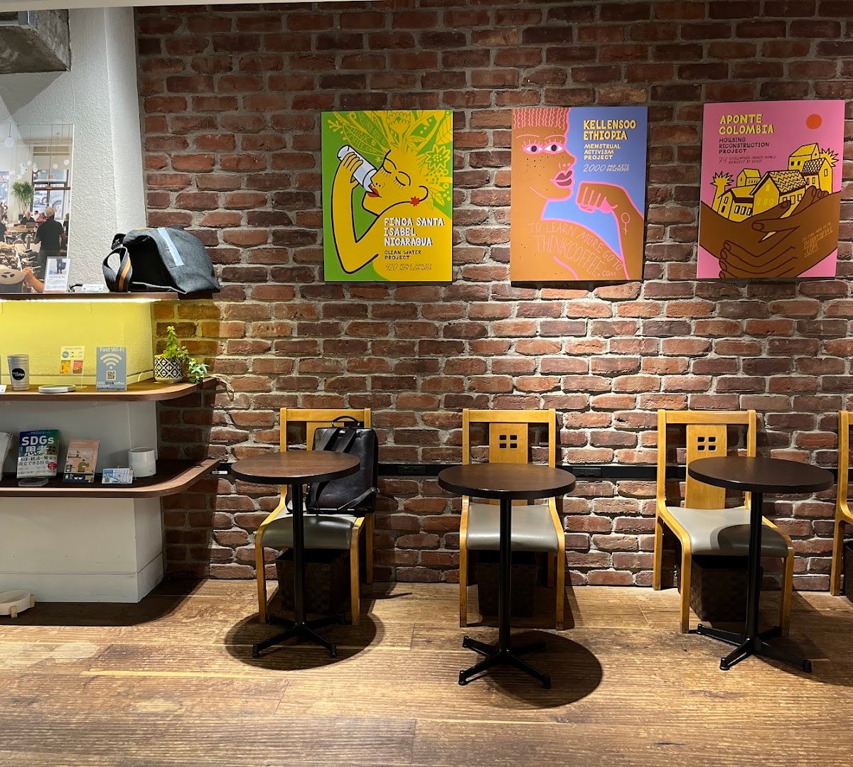 Interior of Think Coffee, specialty coffee shop in Tokyo