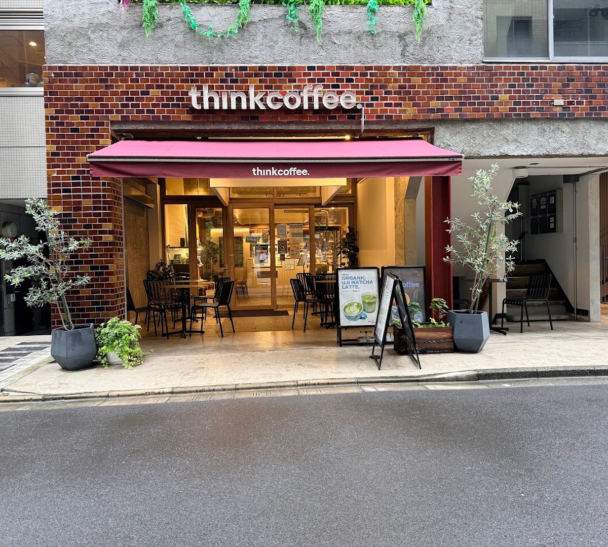 Storefront of Think Coffee, specialty coffee shop in Tokyo