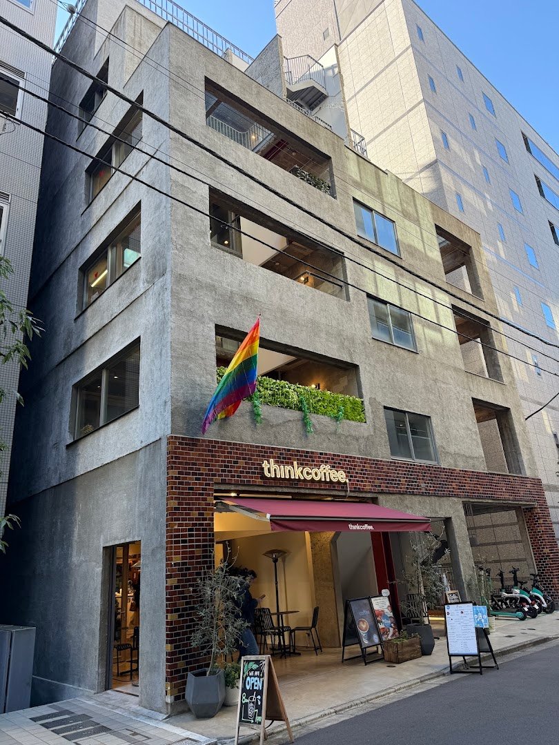 Storefront of Think Coffee, specialty coffee shop in Tokyo