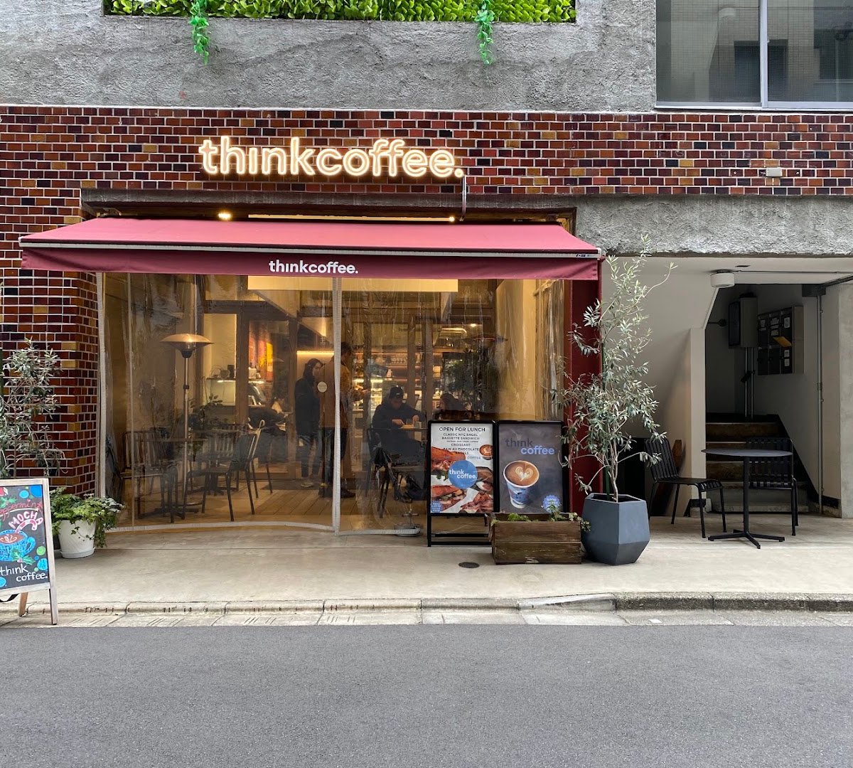 Storefront of Think Coffee, specialty coffee shop in Tokyo