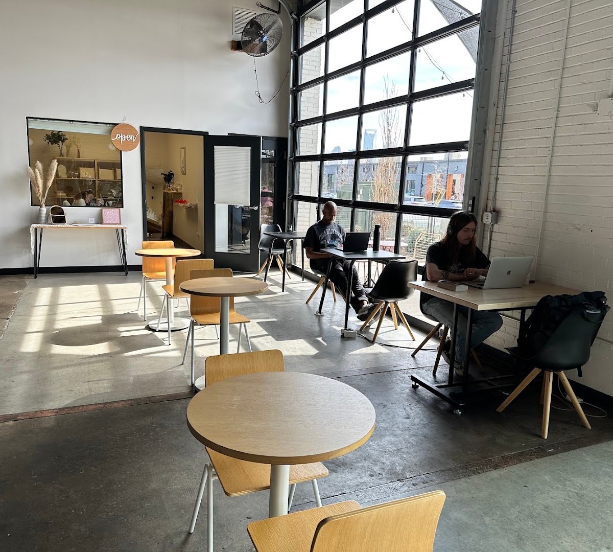 Interior of Not Just Coffee, specialty coffee shop in Charlotte