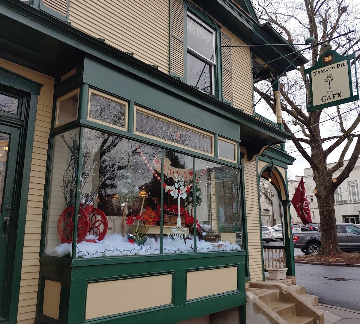 Storefront of Tomato Pie Cafe, specialty coffee shop in Lancaster