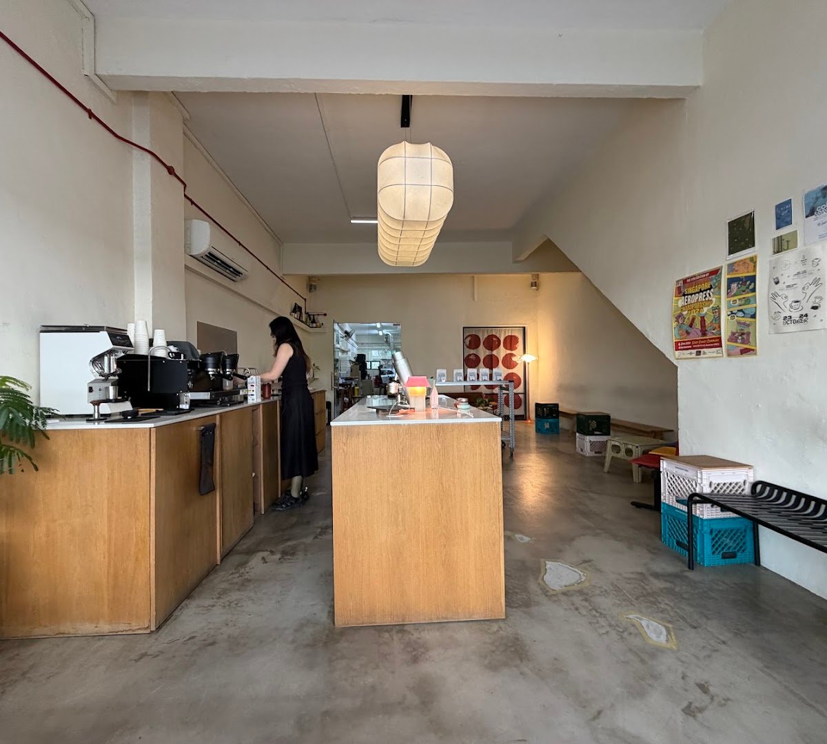 Interior of Fluid, specialty coffee shop in Singapore
