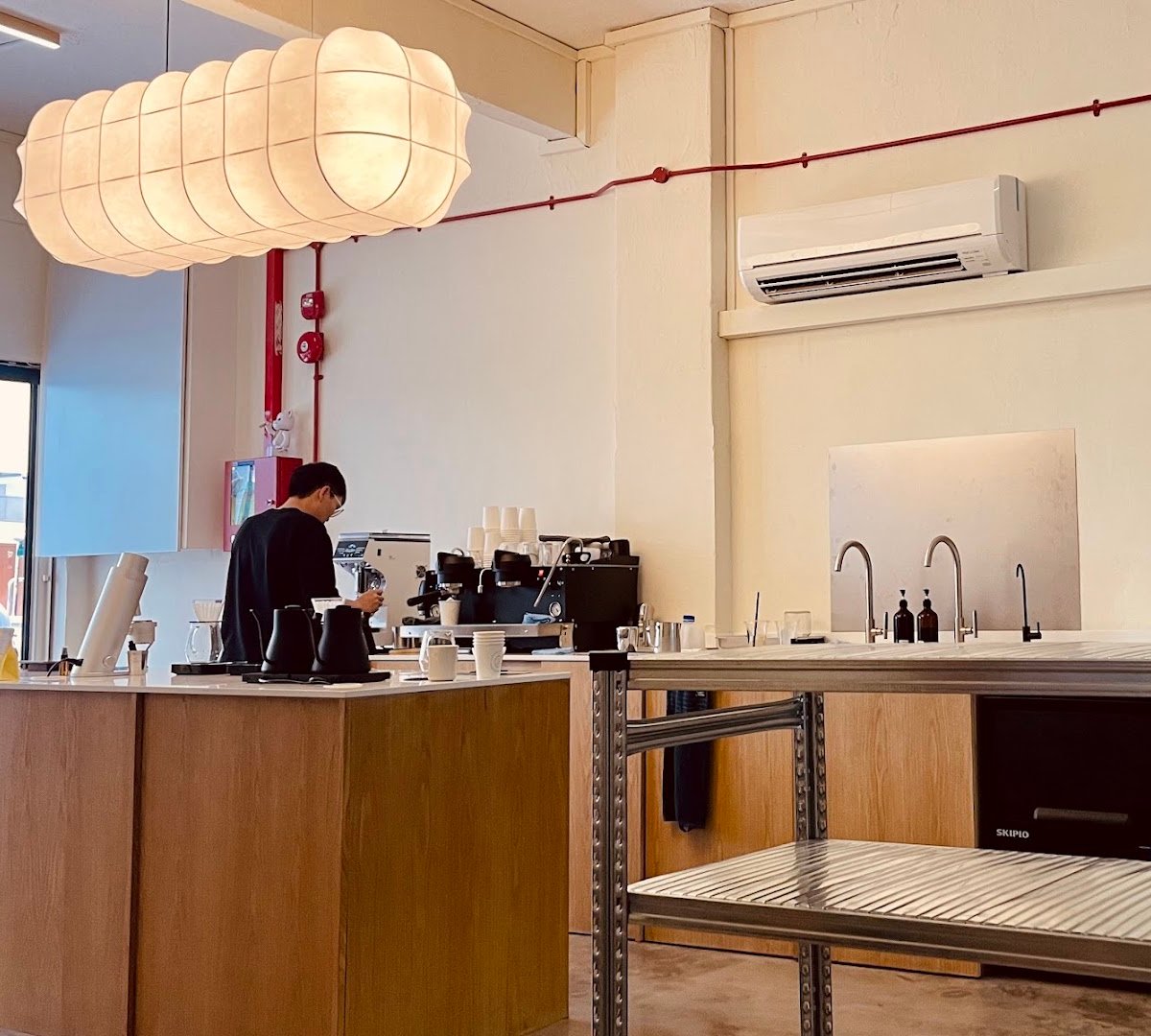 Interior of Fluid, specialty coffee shop in Singapore