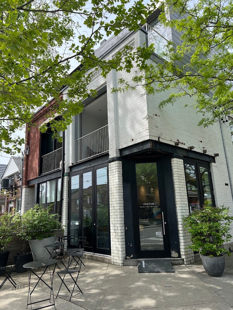 Storefront of Contra Café, specialty coffee shop in Toronto