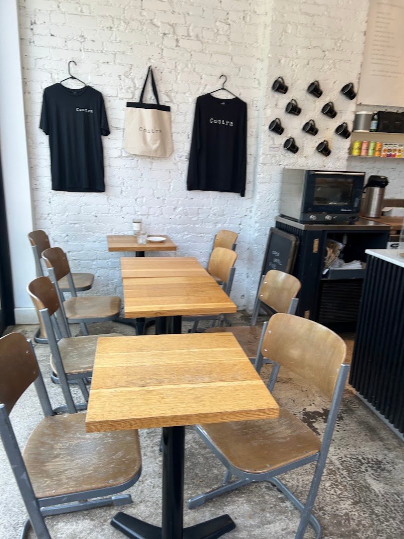 Interior of Contra Café, specialty coffee shop in Toronto