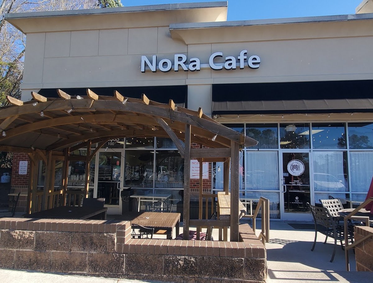 Storefront of NoRa Cafe, specialty coffee shop in Raleigh-Durham